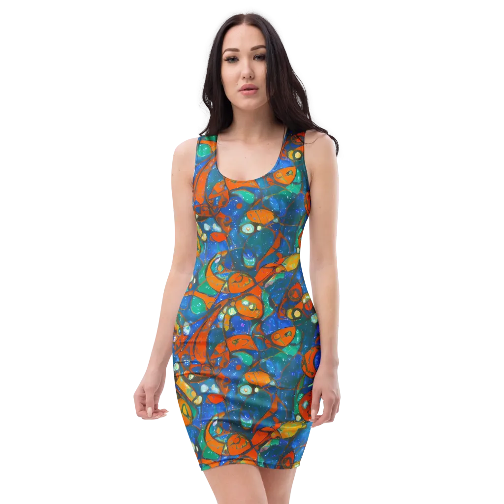Liquid Ember on Bodycon Dress — Front
