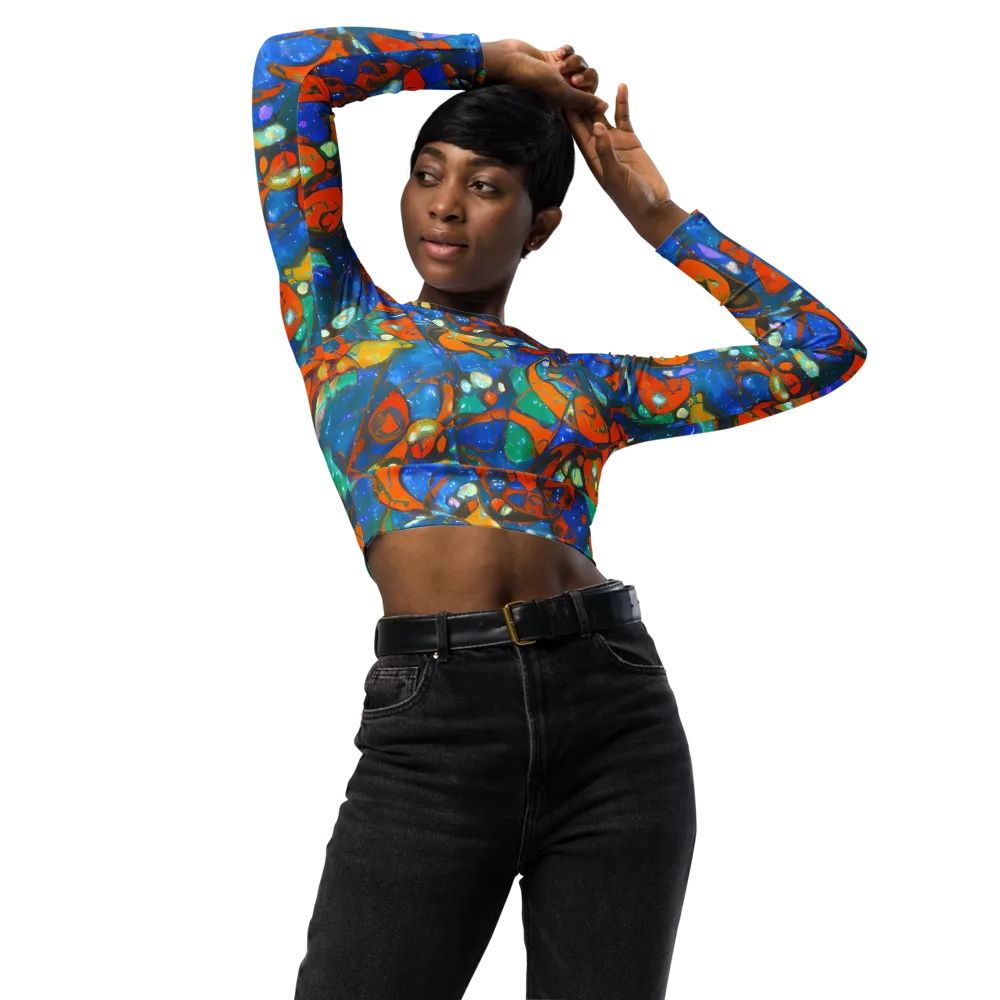 Liquid Ember on Long Sleeve Crop Top — Front