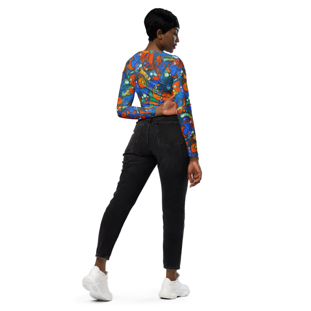 Liquid Ember on Long Sleeve Crop Top — Right Back