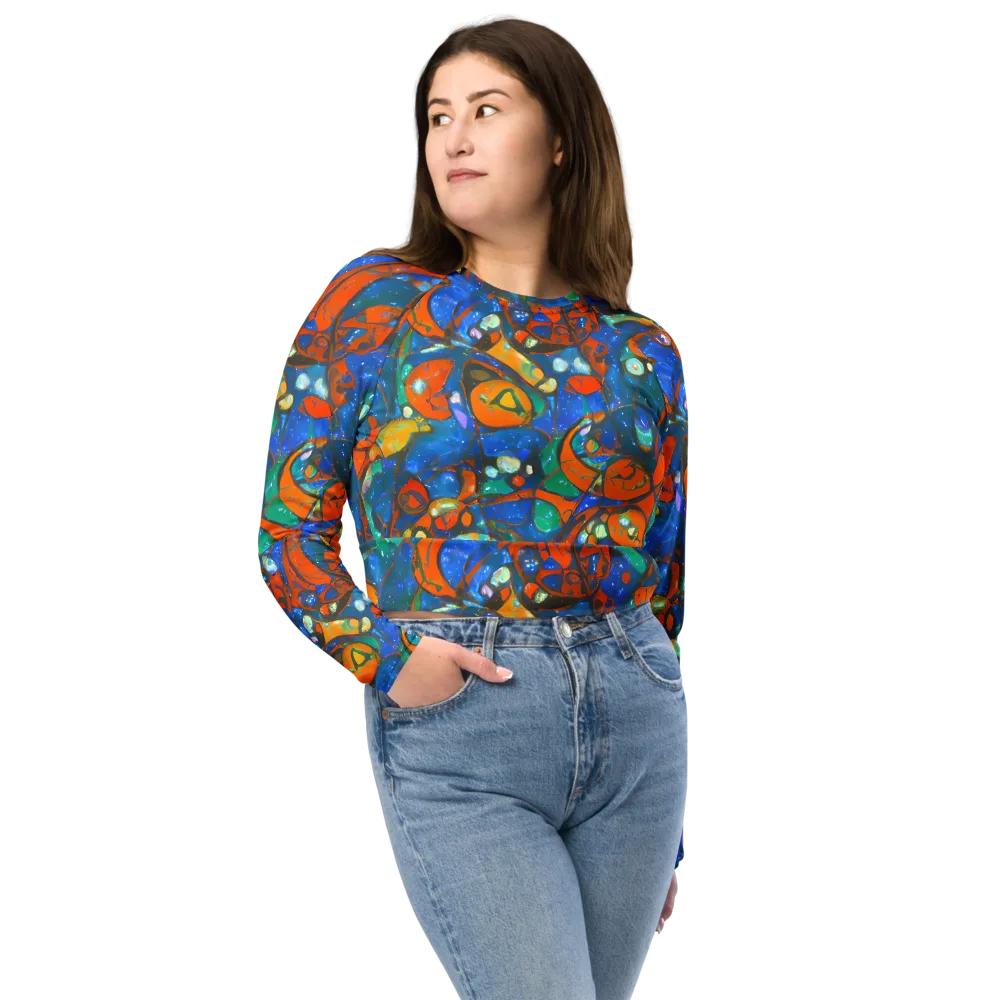 Liquid Ember on Long Sleeve Crop Top — Front