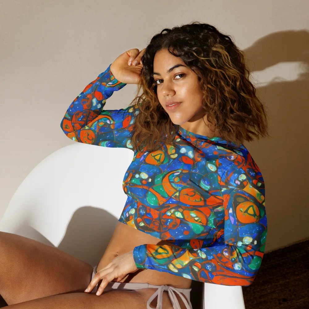 Liquid Ember on Long Sleeve Crop Top — Left Front