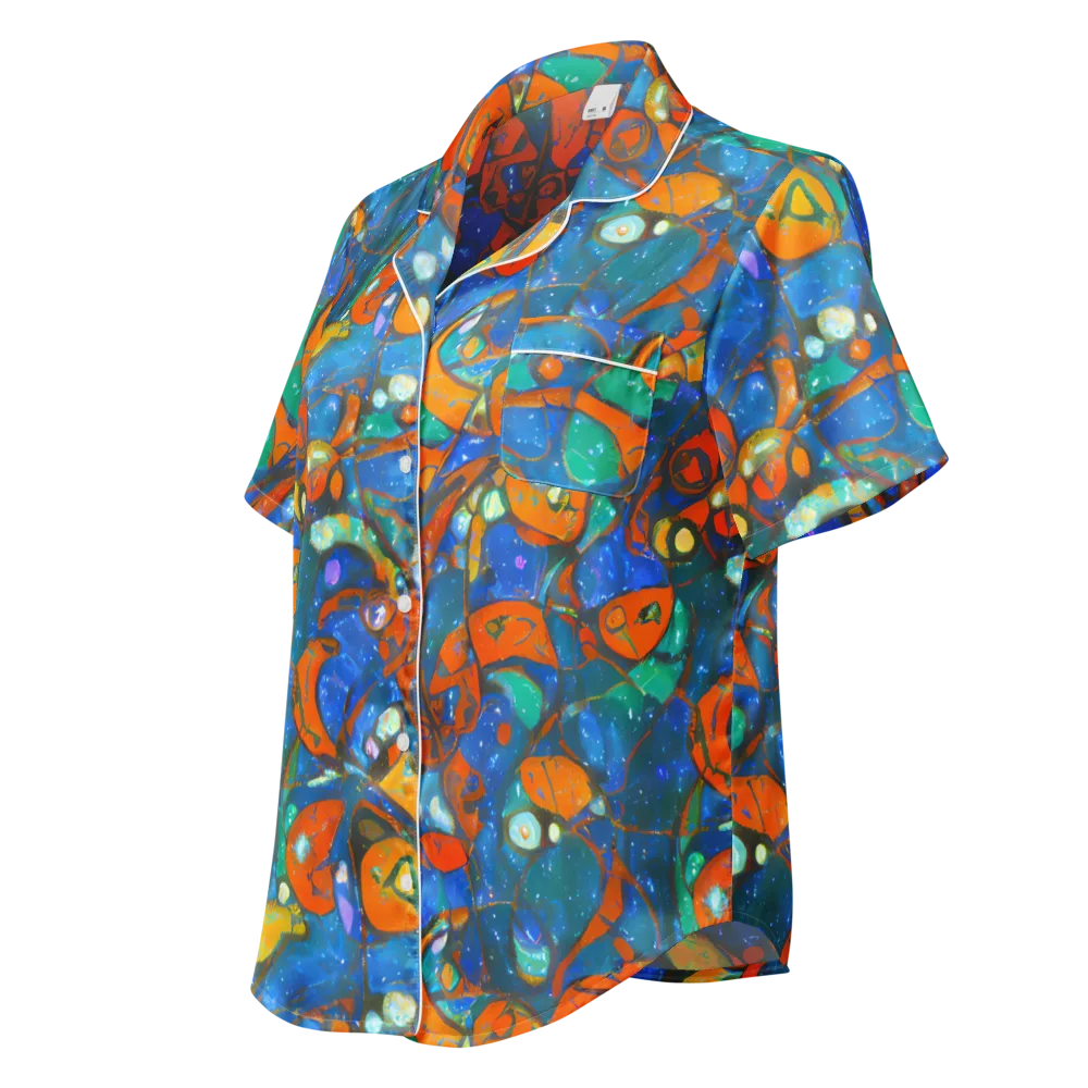 Liquid Ember on Women's Short Sleeve Pajama Top — Left Front