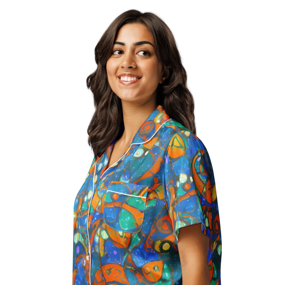 Liquid Ember on Women's Short Sleeve Pajama Top — Left Front