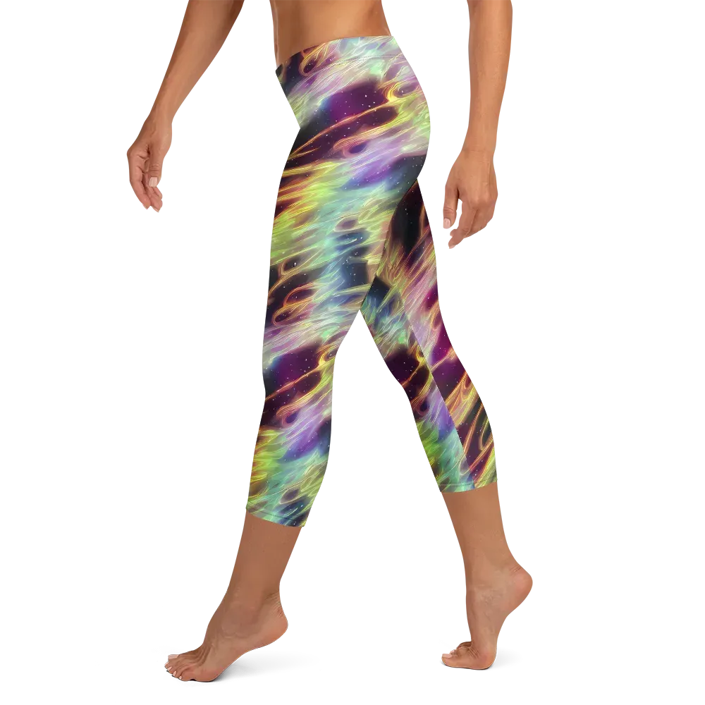Supernova Silk on Capri Leggings — Left