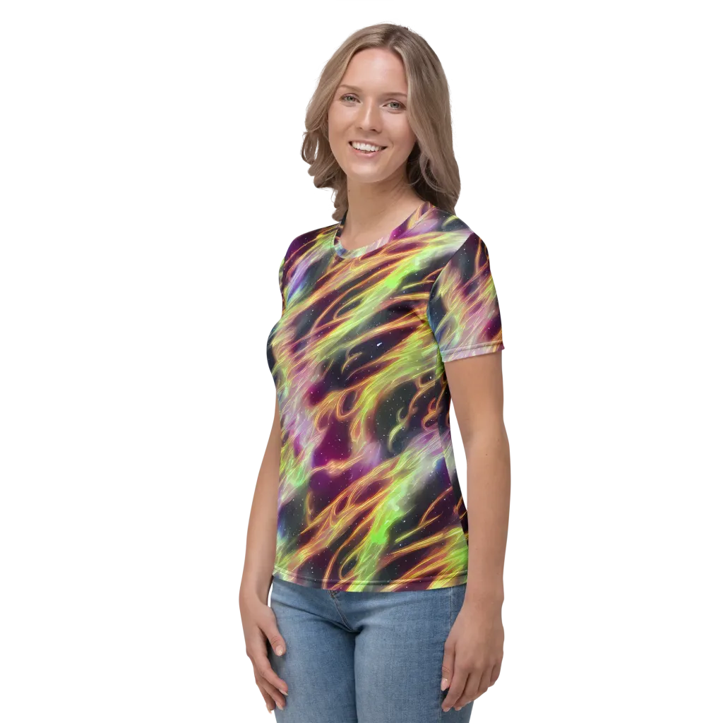 Supernova Silk on Women's Crew Neck T-Shirt — Left
