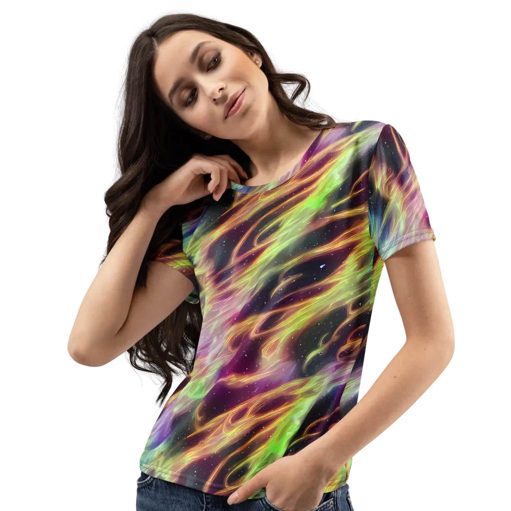 Supernova Silk on Women's Crew Neck T-Shirt — Left Front