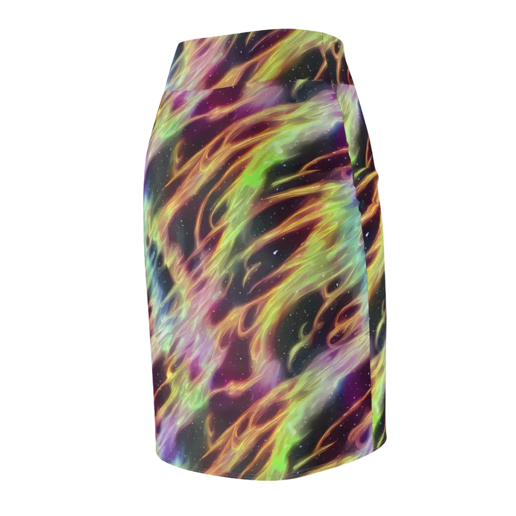 Supernova Silk on Pencil Skirt — Back Side
