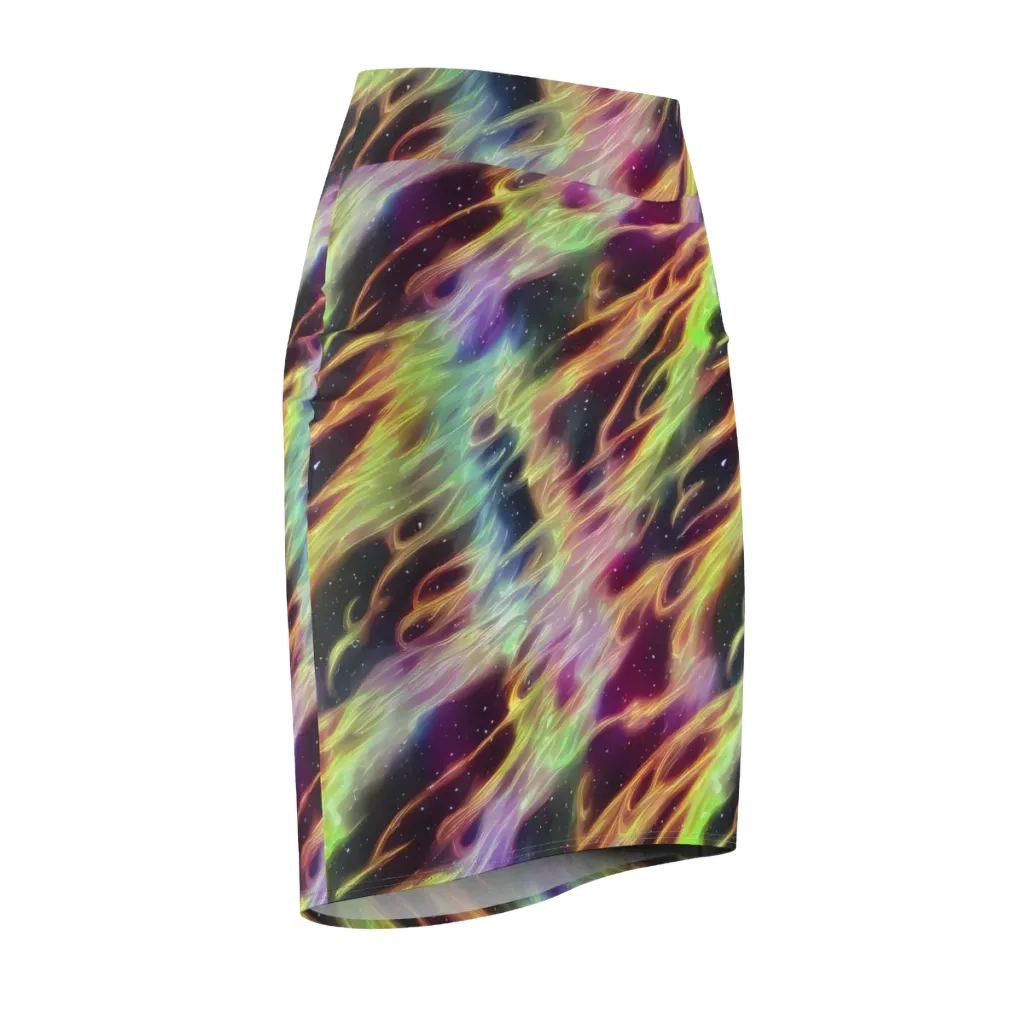Supernova Silk on Pencil Skirt — Front Side