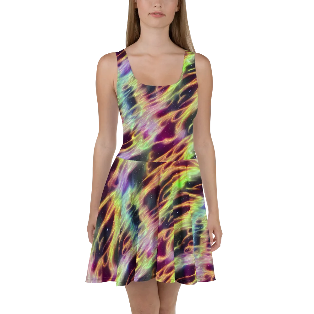 Supernova Silk on Skater Dress — Front