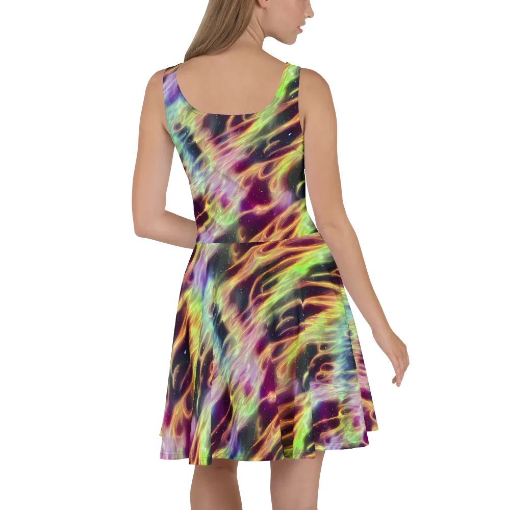 Supernova Silk on Skater Dress — Back