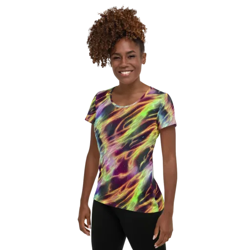 Supernova Silk on a Women's Athletic T-Shirt