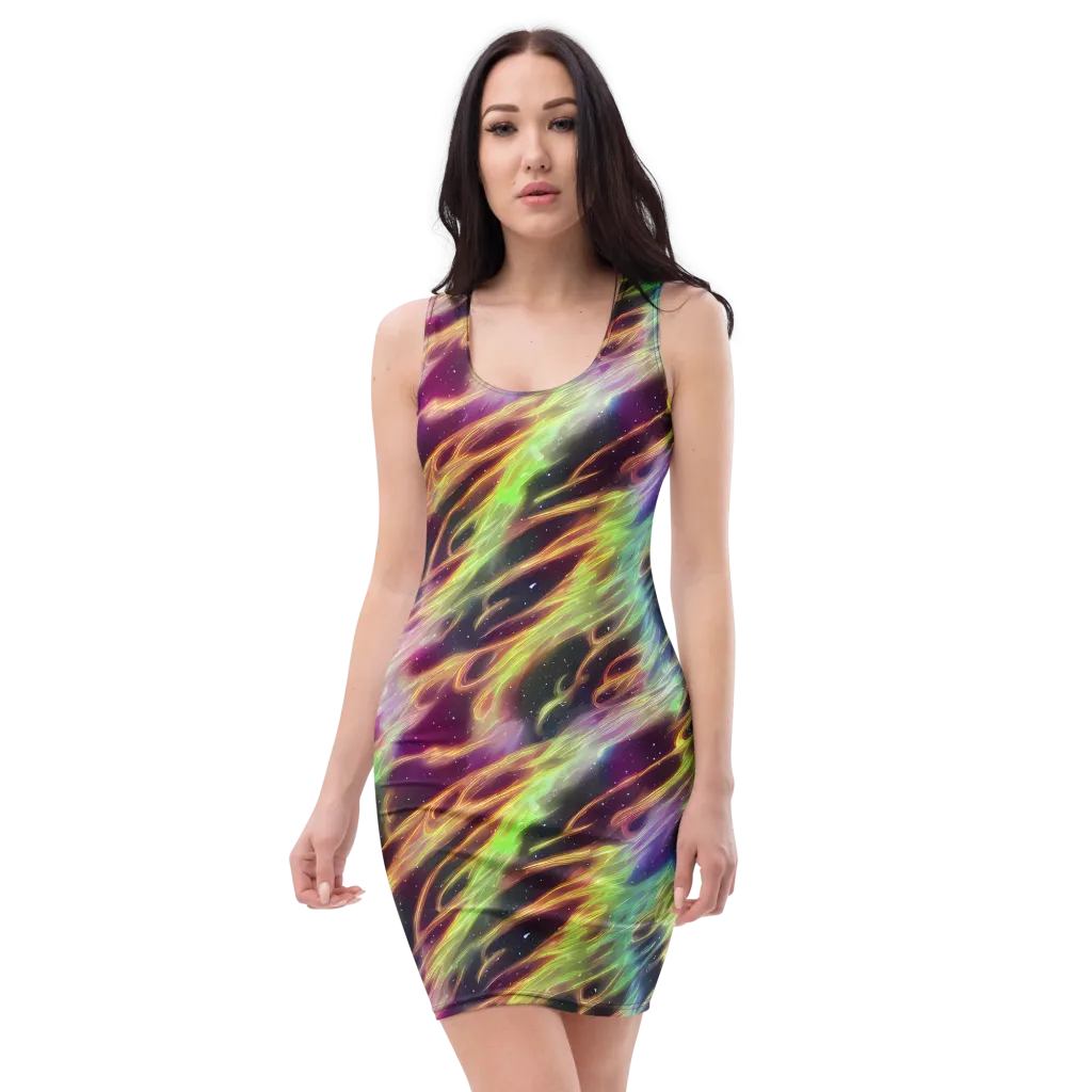 Supernova Silk on Bodycon Dress — Front