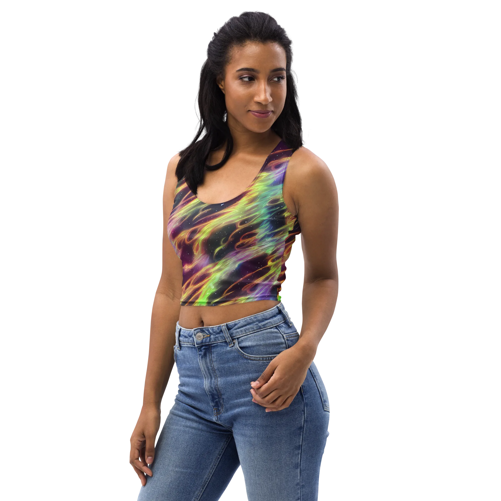 Supernova Silk on Crop Top — Left Front