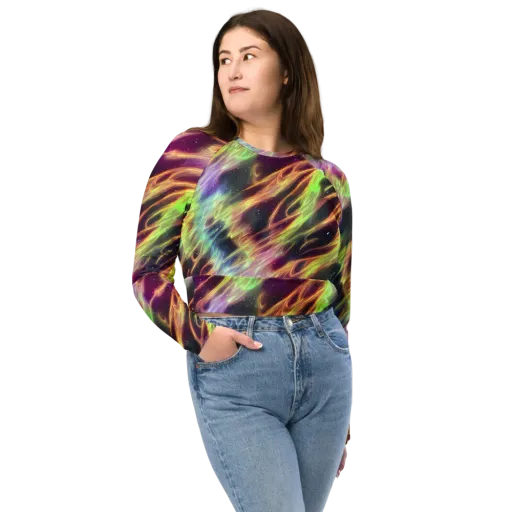 Supernova Silk on a Long Sleeve Crop Top