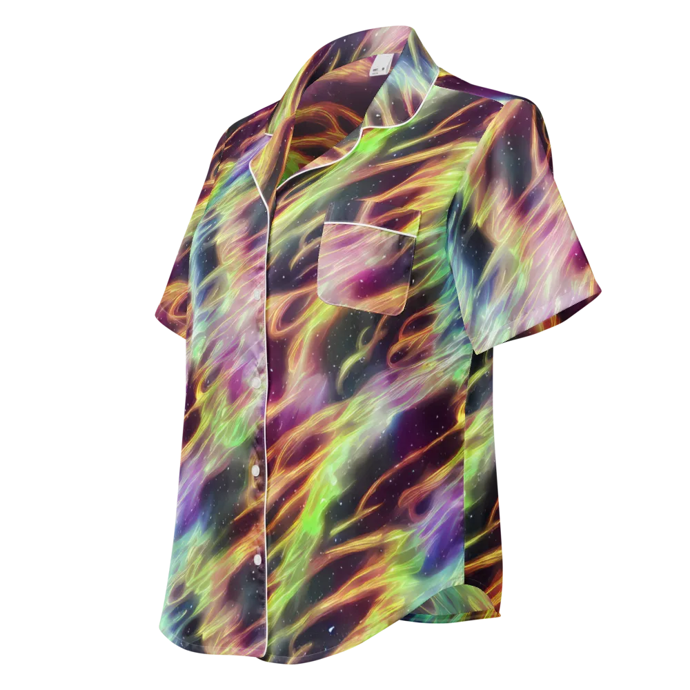 Supernova Silk on Women's Short Sleeve Pajama Top — Left Front