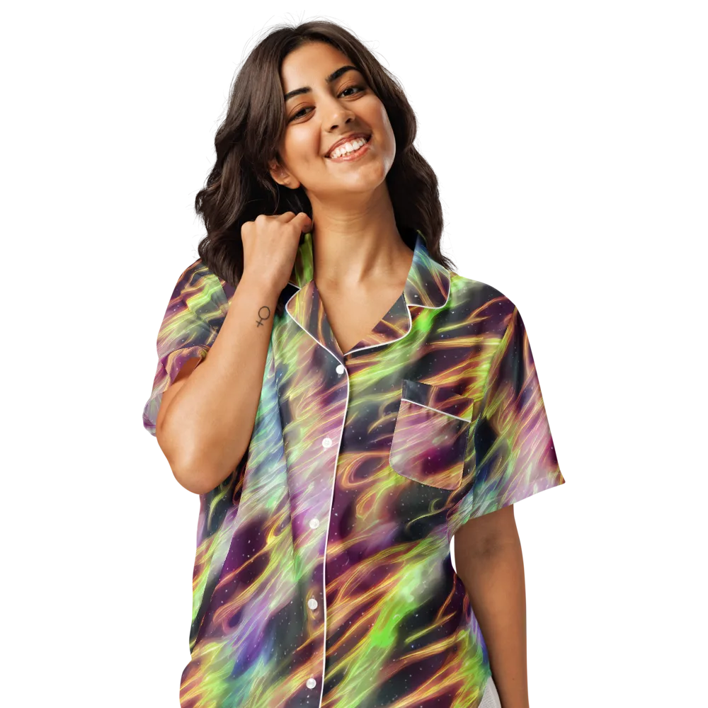 Supernova Silk on Women's Short Sleeve Pajama Top — Front