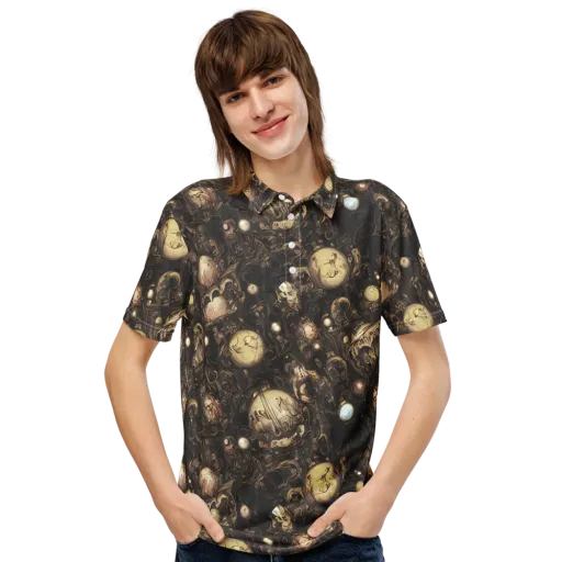 Gilded Eclipse on a Men's Slim Fit Polo Shirt