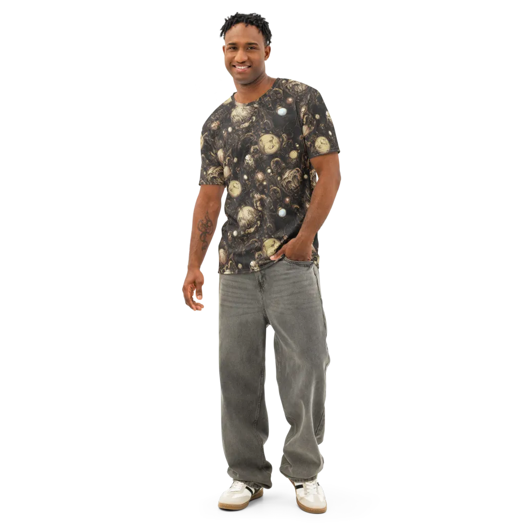 Gilded Eclipse on Men's Cotton Crew Neck T-Shirt — Front