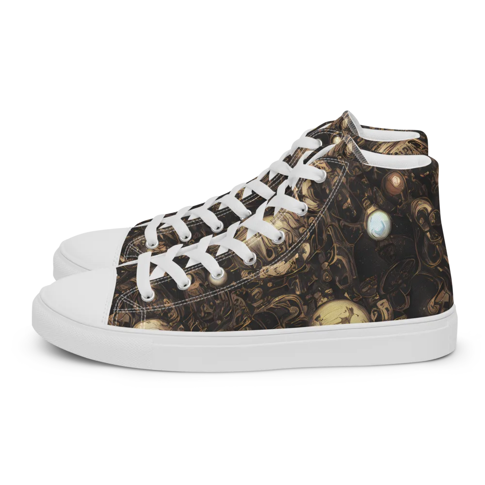 Gilded Eclipse on Men's High Top Canvas Shoes — Left