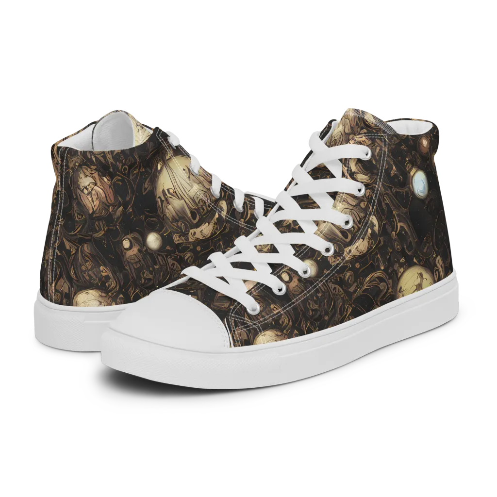 Gilded Eclipse on Women's High Top Canvas Shoes — Left