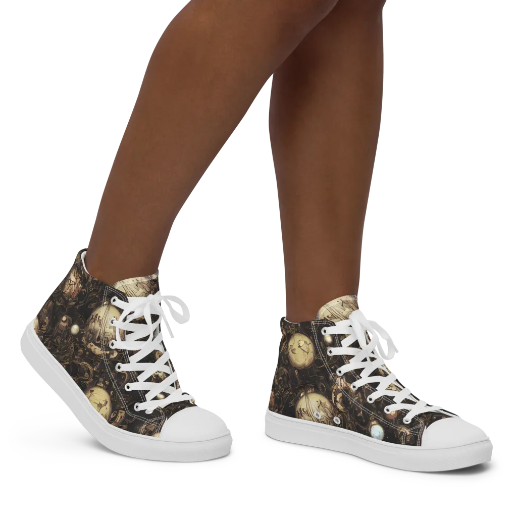Gilded Eclipse on Women's High Top Canvas Shoes — Right