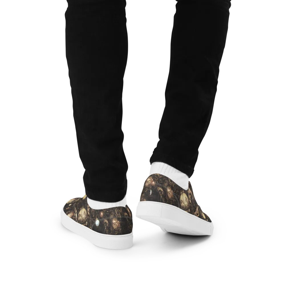 Gilded Eclipse on Men's Lace-Up Canvas Shoes — Back
