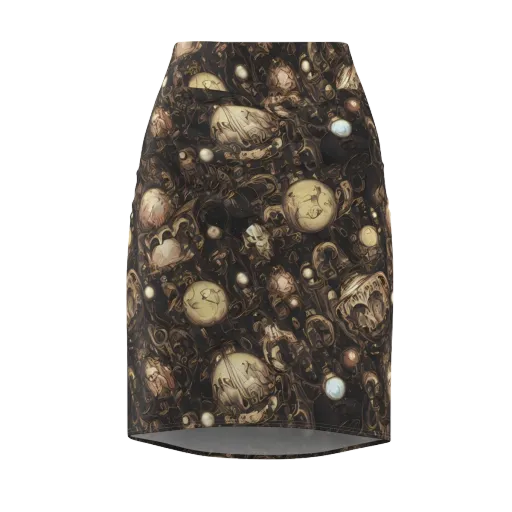 Gilded Eclipse on a Pencil Skirt