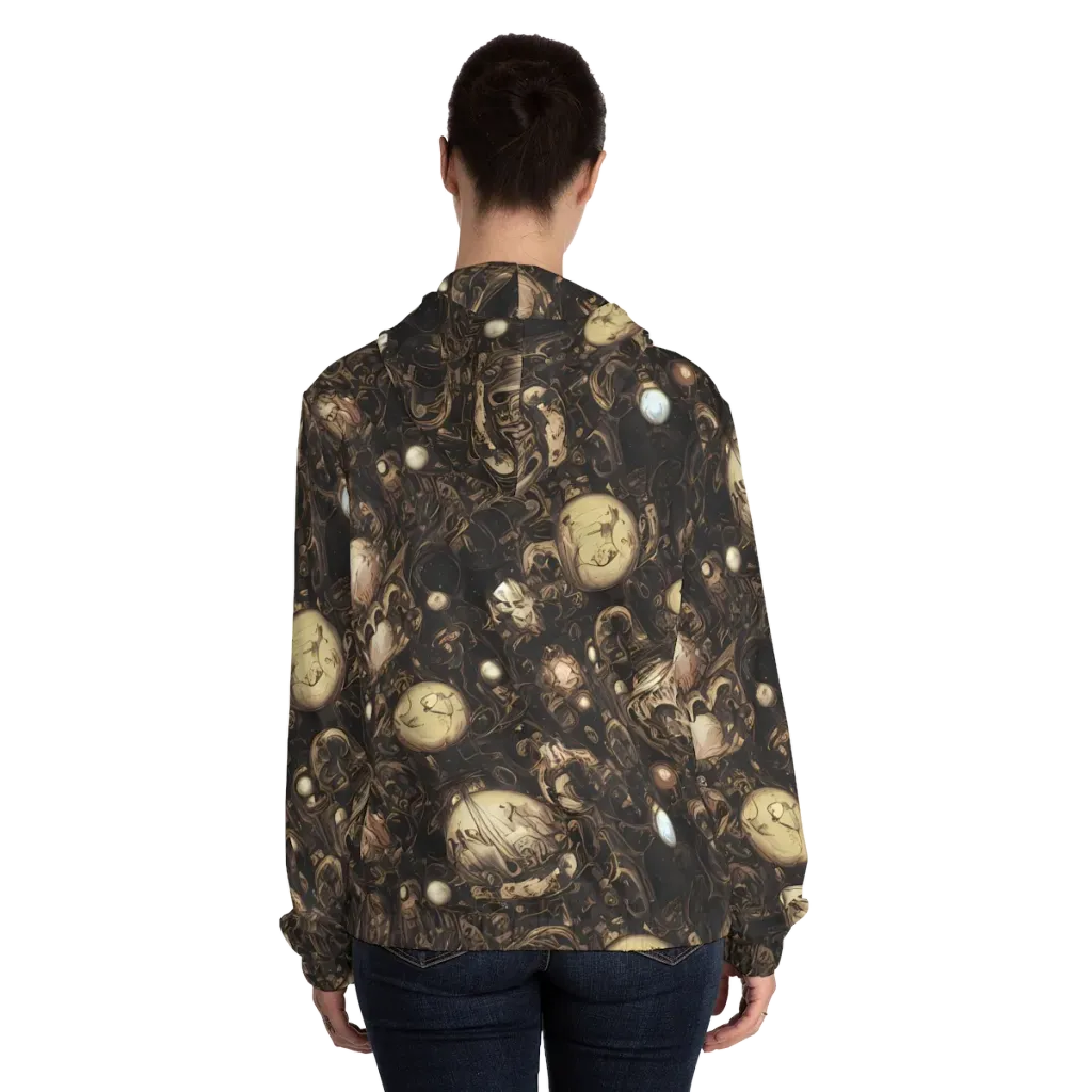 Gilded Eclipse on Women's Full-Zip Hoodie — Back On Person