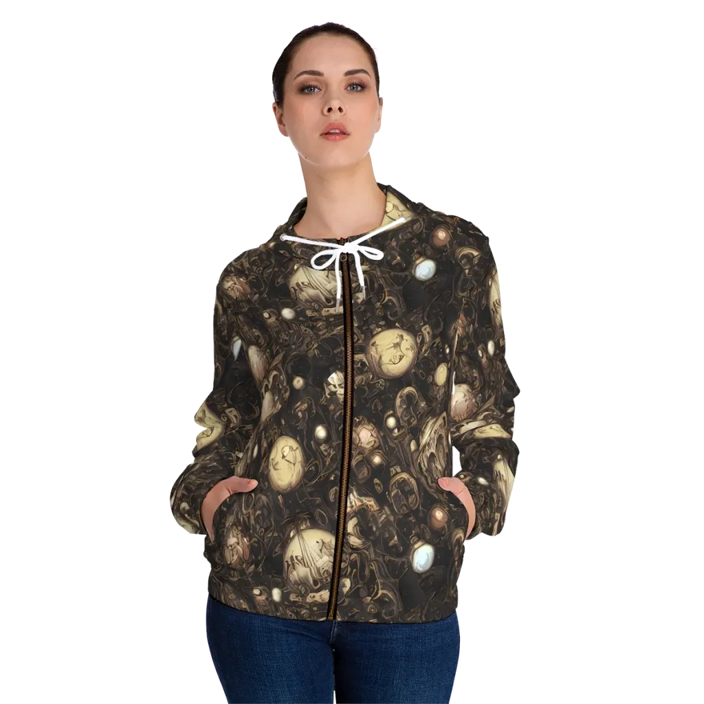 Gilded Eclipse on Women's Full-Zip Hoodie — Front On Person