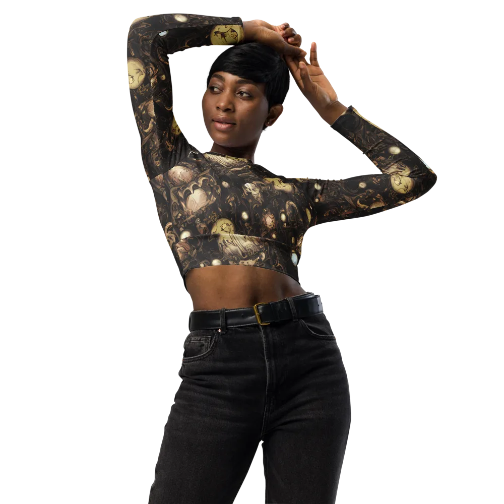 Gilded Eclipse on Long Sleeve Crop Top — Front