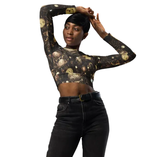 Gilded Eclipse on a Long Sleeve Crop Top