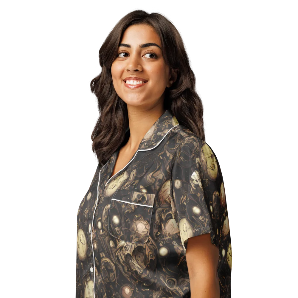 Gilded Eclipse on Women's Short Sleeve Pajama Top — Left Front