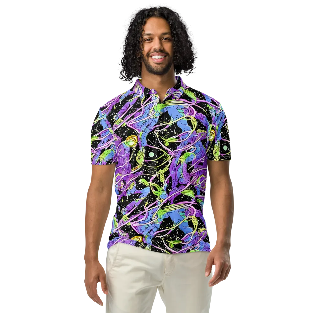 Neon Garden Afterdark on Men's Slim Fit Polo Shirt — Front