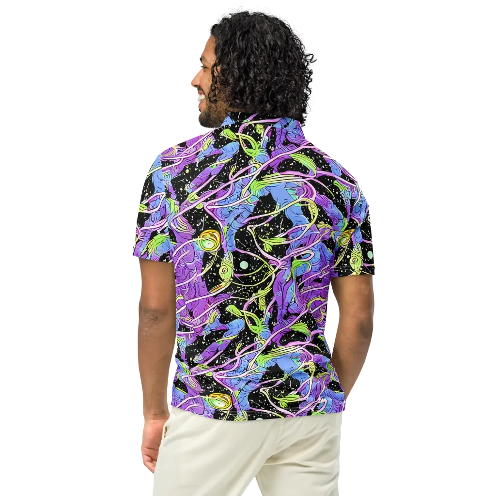 Neon Garden Afterdark on Men's Slim Fit Polo Shirt — Back