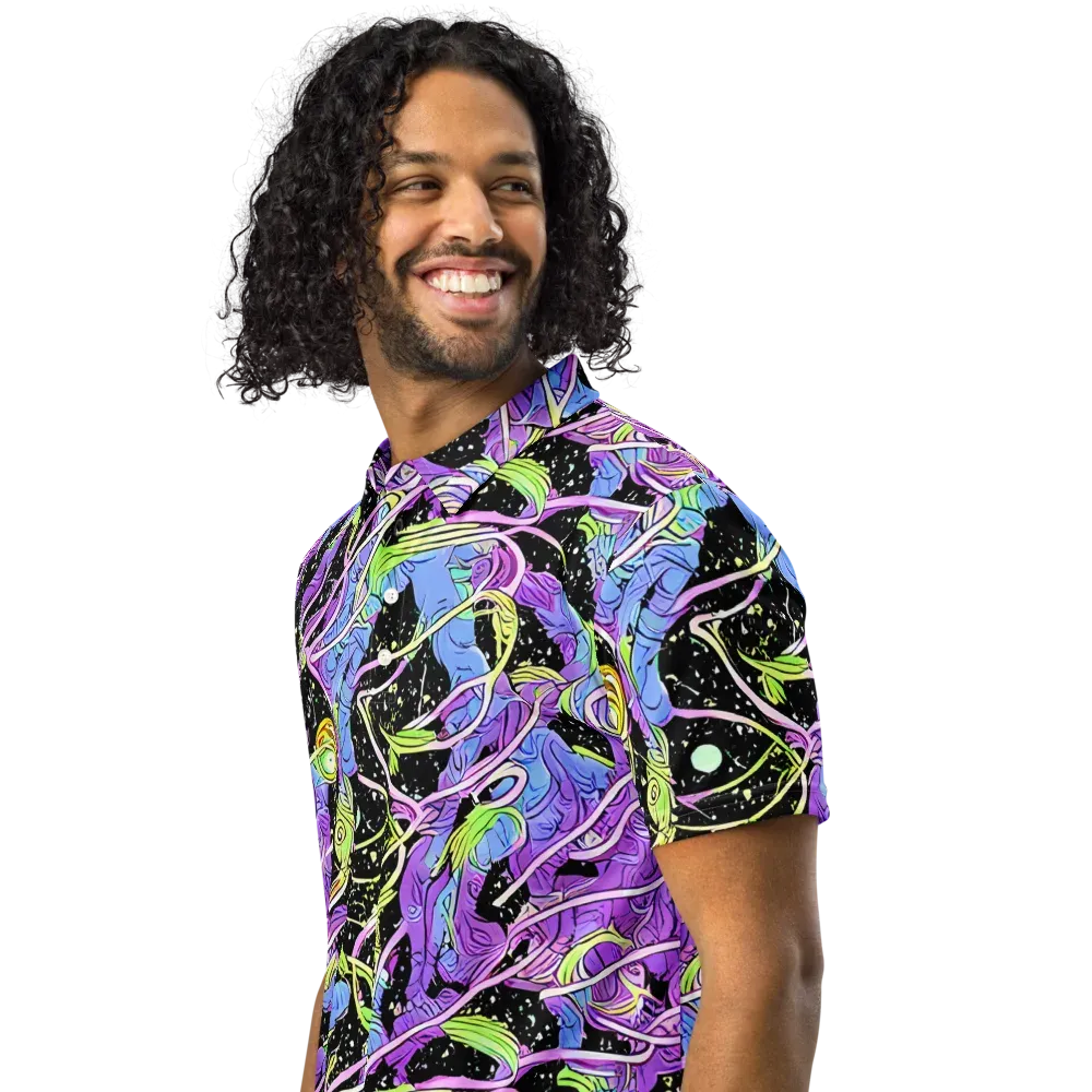 Neon Garden Afterdark on Men's Slim Fit Polo Shirt — Left Front