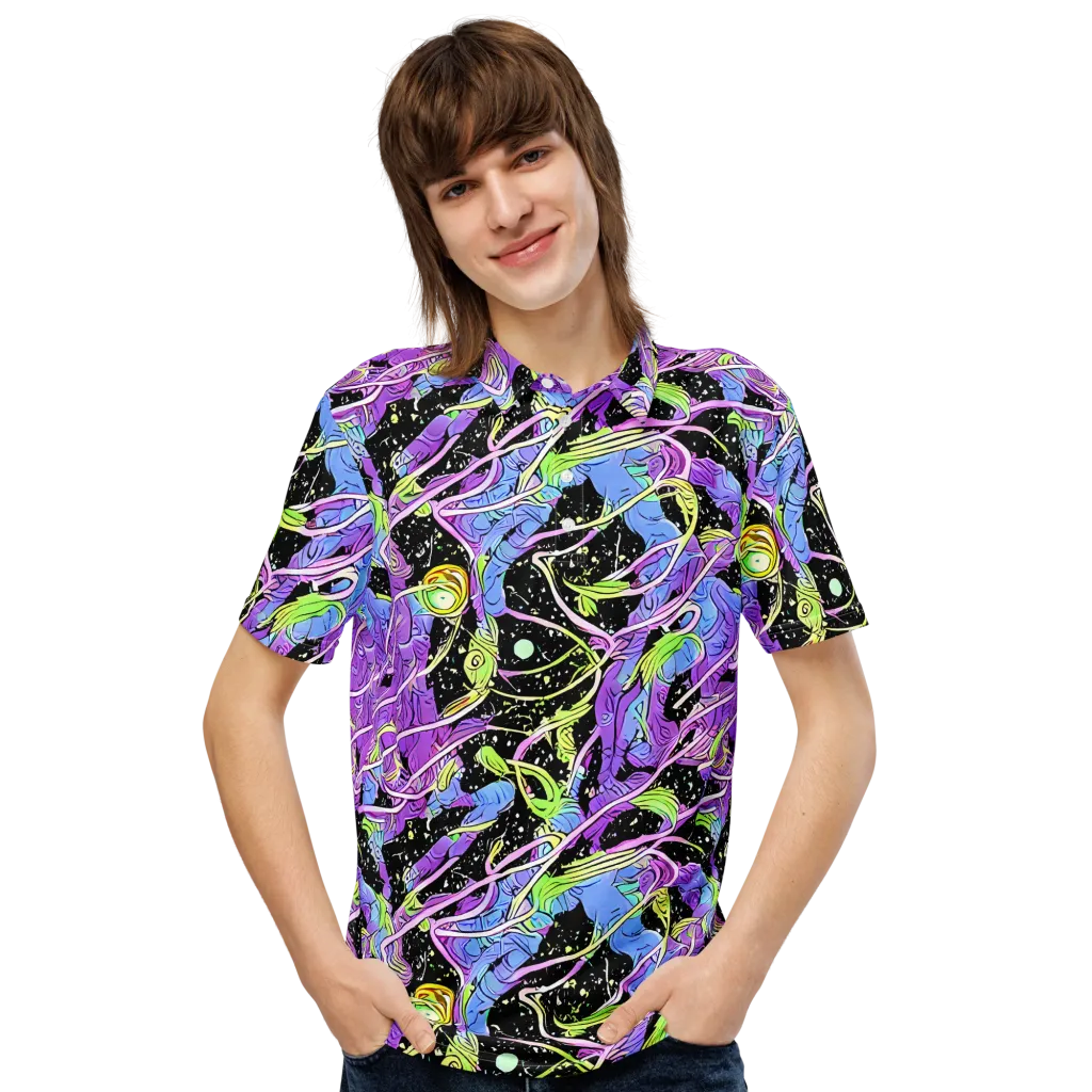 Neon Garden Afterdark on Men's Slim Fit Polo Shirt — Front