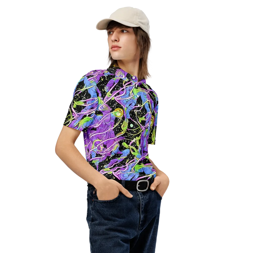 Neon Garden Afterdark on Men's Slim Fit Polo Shirt — Right Front