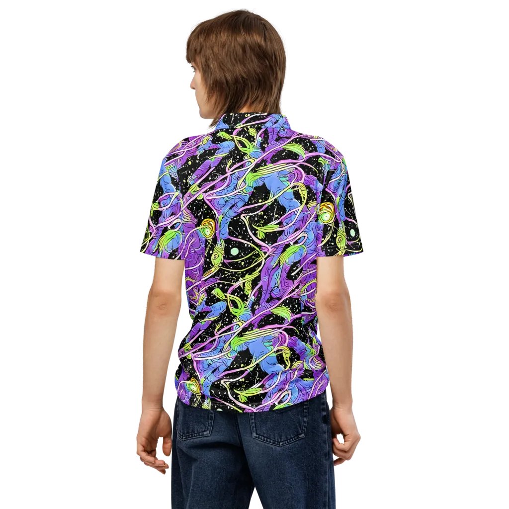 Neon Garden Afterdark on Men's Slim Fit Polo Shirt — Back