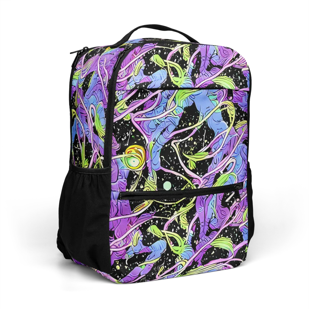 Neon Garden Afterdark on Utility Backpack — Right Front