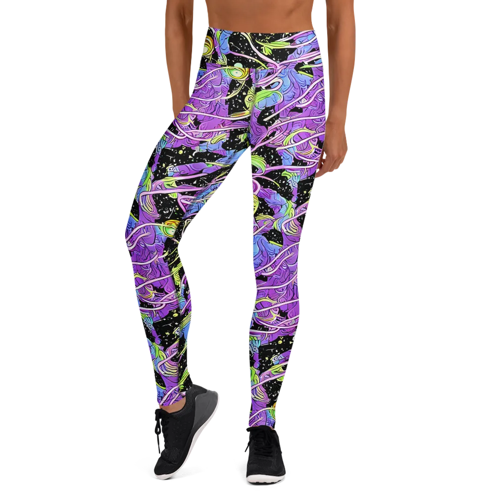 Neon Garden Afterdark on Yoga Leggings — Front
