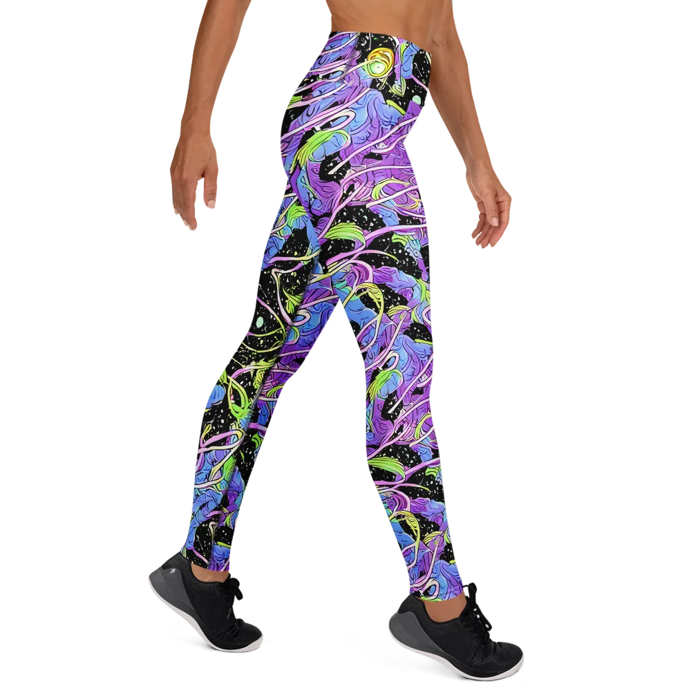 Neon Garden Afterdark on Yoga Leggings — Right