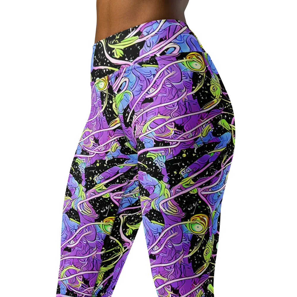 Neon Garden Afterdark on Yoga Leggings — Left Front