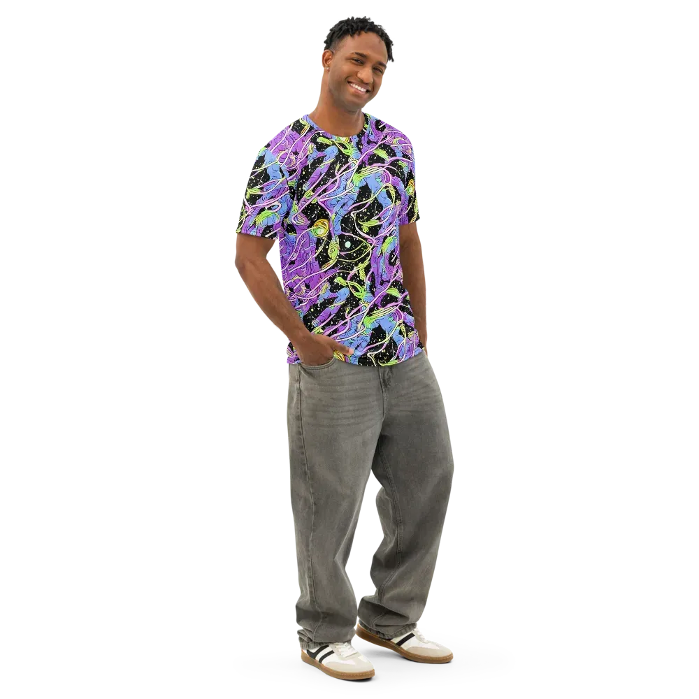 Neon Garden Afterdark on Men's Cotton Crew Neck T-Shirt — Right Front