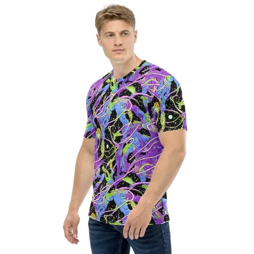 Neon Garden Afterdark on a Men's Crew Neck T-Shirt