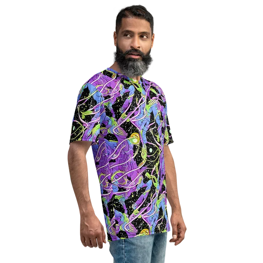 Neon Garden Afterdark on Men's Crew Neck T-Shirt — Right