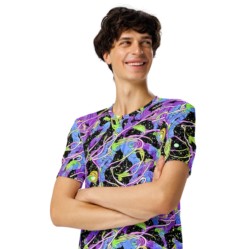 Neon Garden Afterdark on Men's Crew Neck T-Shirt — Left Front