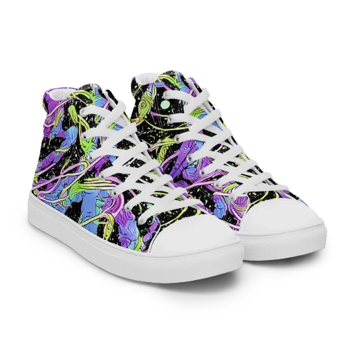 Neon Garden Afterdark on a Men's High Top Canvas Shoes
