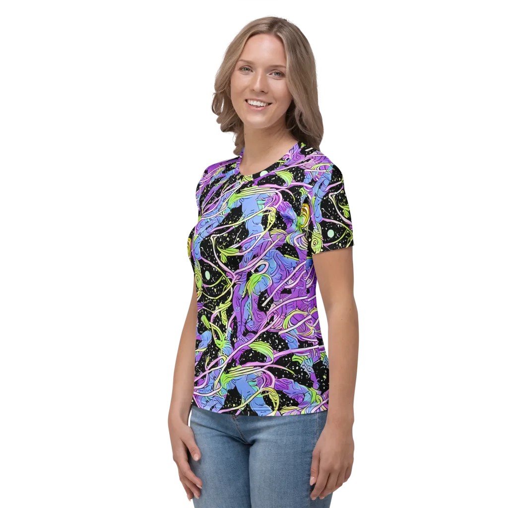 Neon Garden Afterdark on Women's Crew Neck T-Shirt — Left