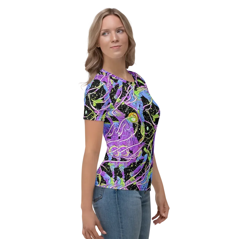 Neon Garden Afterdark on Women's Crew Neck T-Shirt — Right