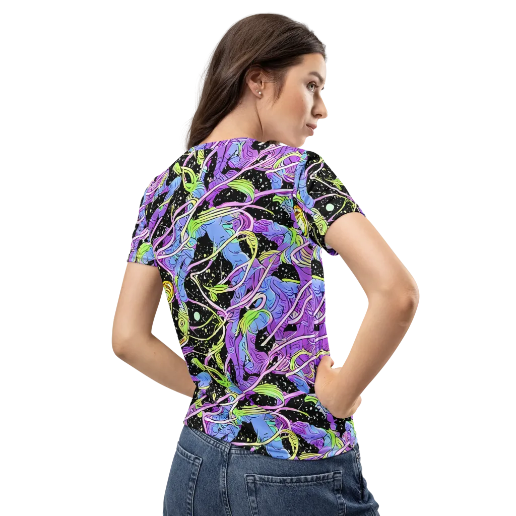 Neon Garden Afterdark on Women's Crew Neck T-Shirt — Back